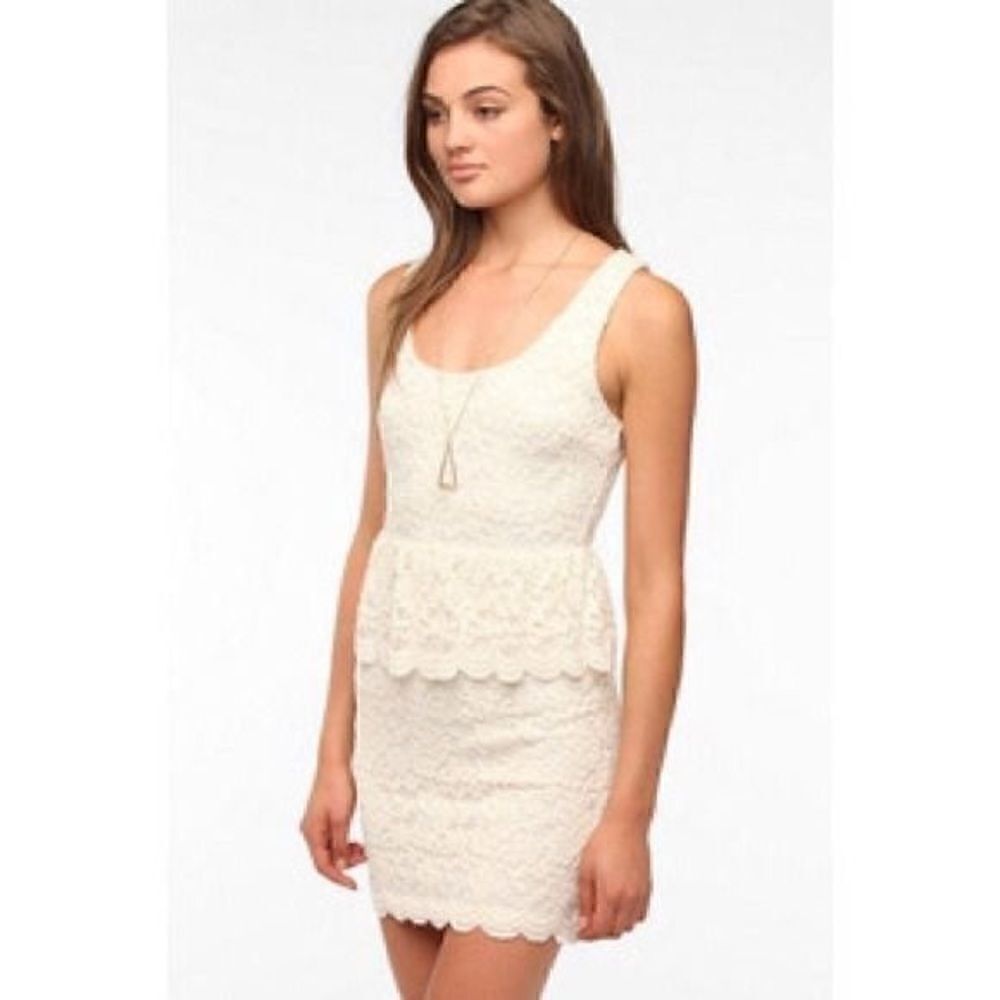 Urban Outfitters | UO Pins and Needles Cream Lace Peplum Mini Dress NWT | S
